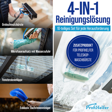 ProfiHelfer Mikrofasertücher 6er Set – fusselfreie Zusatztücher für Teleskop-Waschbürste, maschinenwaschbar & saugstark – ideal für Fenster, Glas, PV-Anlage & Wintergarten